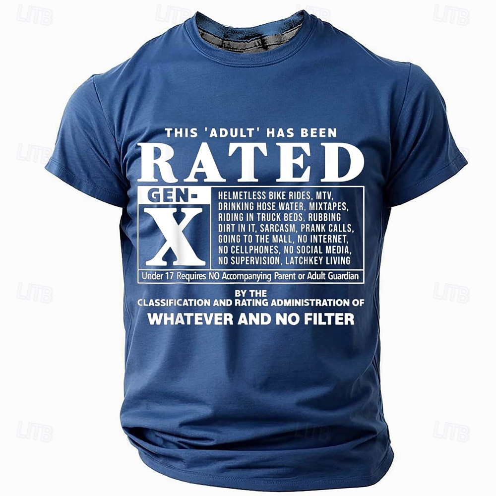 Ανδρικό Rated Gen X Μπλουζάκι - Αστείο Vintage 'Ό,τι  Χωρίς Φιλτράρισμα' Γραφικό Tee για Ενήλικες. 2026 - $19.49 –P3