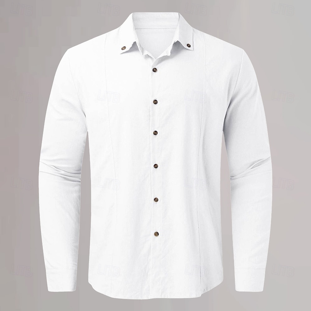 Per uomo Camicia in cotone e lino Semplice Vacanza Casual Quotidiano Nero Bianco Azzurro cielo Cachi Manica Lunga Bavero Abbigliamento Bottonato del 2025 a $25.99 –P4