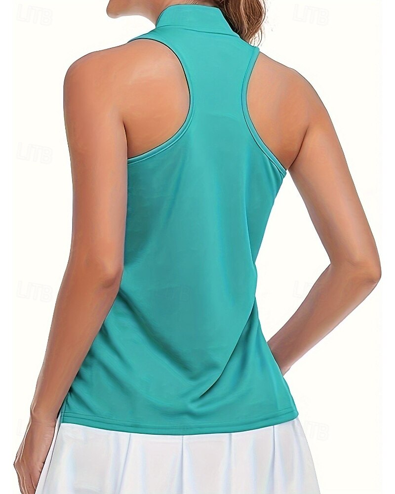 Aberto dos EUA Mulheres Cor Sólida Camisola de alças do exercício Camisa Esportiva Tanque Regata Sem Manga Zíper Tênis Golfe Pickleball Gola com zíper Tanque de volta Verde Roupas de tênis de 2025 por $20.99 –P3