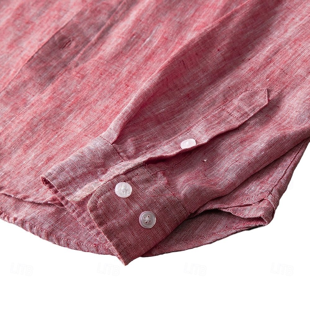 miesten 100% pellavapaita nappikauluspaita vapaa-ajan paita yksivärinen muodollinen rento valkoinen vaaleanvihreä punainen tummansininen pitkähihainen turndown-paita kesä talvivaatteet vaatteet yksiväriset 2025 - $46.99 –P21