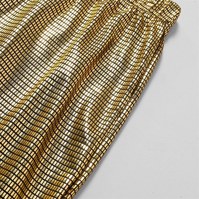 Herren Disco-Hosen Schlaghosen Hose Freizeithose Knöpfe Tasche Einfach Komfort Party Bühne Disco-Lichter Mode Lässig Gold Mikroelastisch 2025 - $27.99 –P7