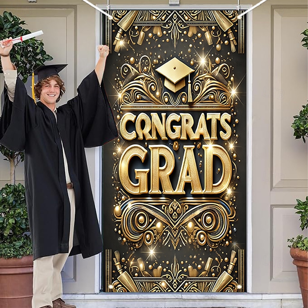Graduation Door Decorations Door Covers Door Tapestry Door Curtain Decoration Backdrop Indoor/Outdoor Door Banner for Front Door School Office 2025 - $19.99 –P6