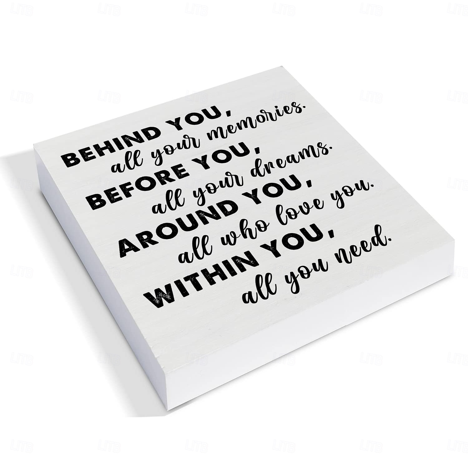Abschluss Spruch Holzbox Schild Deko Schreibtischschild positiv hinter Dir all deine Erinnerungen Holzbox Blockschild rustikal Home Regal Wanddekoration Grad Geschenk 2025 - $18.99 –P5