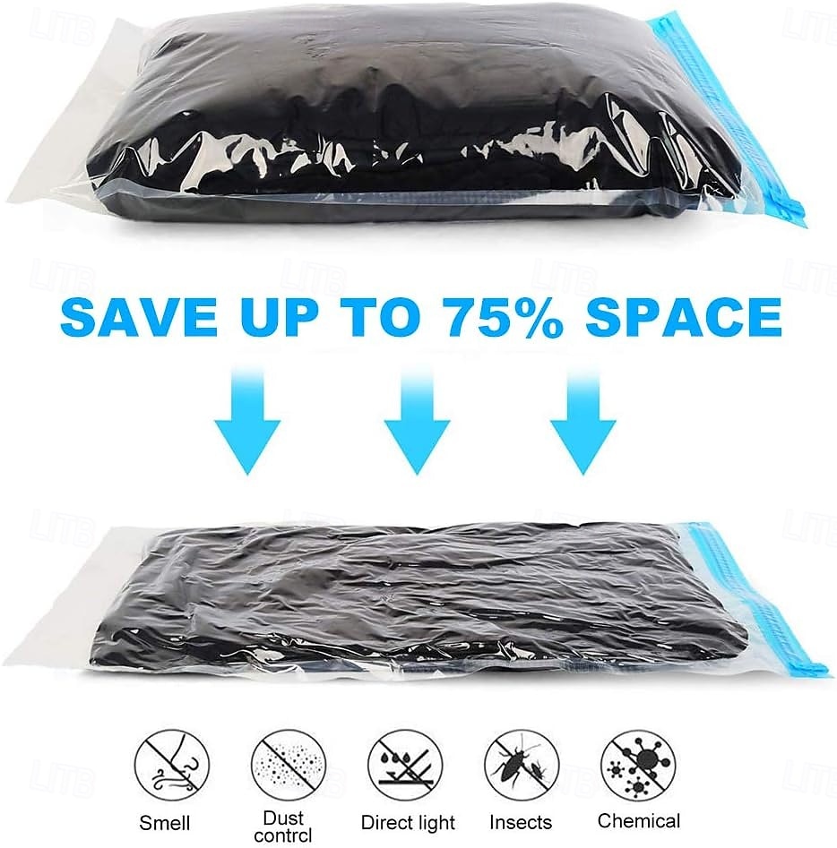 Paquete de 10 bolsas de compresión para ahorrar espacio en viajes (no se necesita vacío ni bomba), bolsas de almacenamiento al vacío para artículos esenciales de viaje, organizadores de embalaje para 2025 - $13.99 –P3