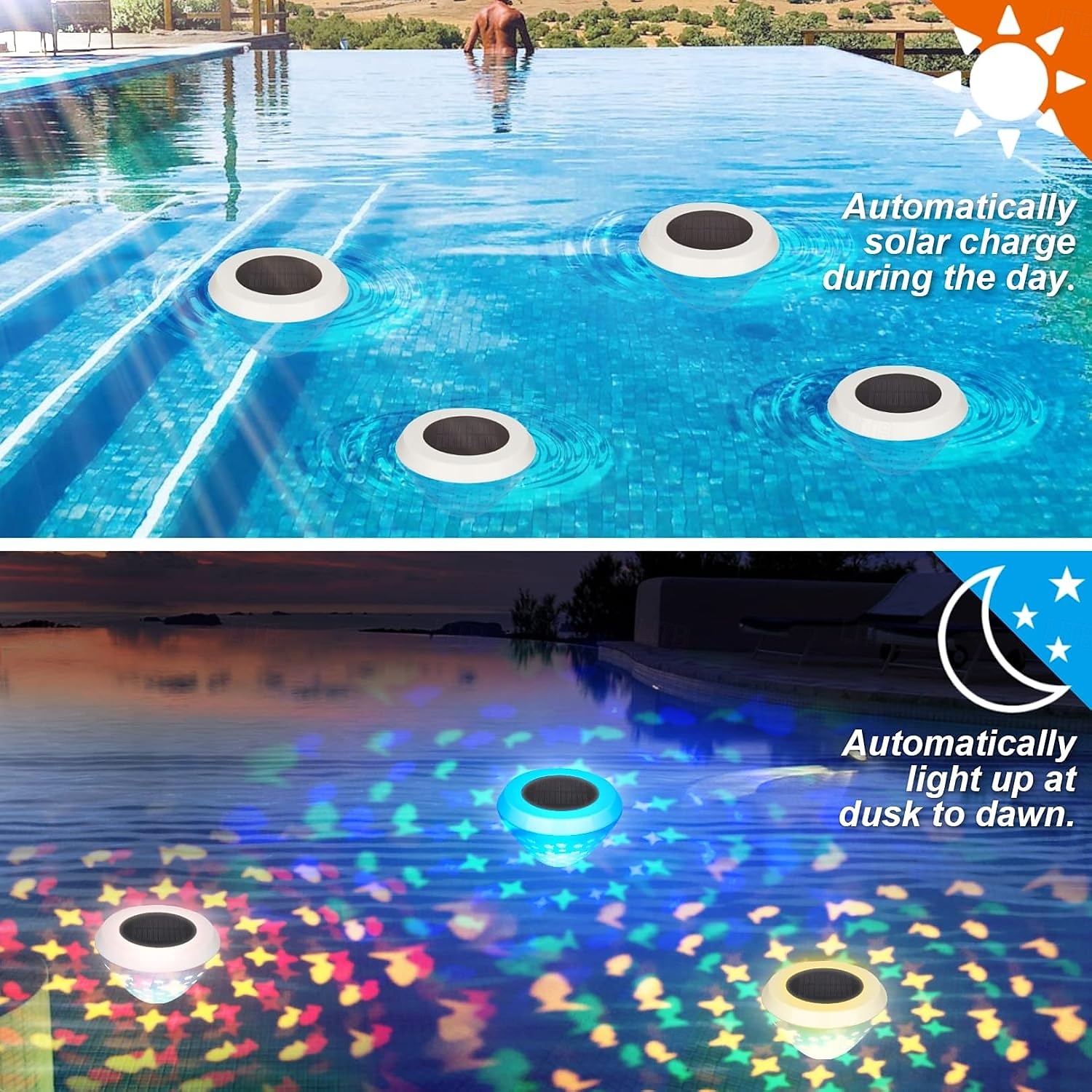 Solar Underwater Lights Floating Pool Lights with RGB Color Changing Rechargeable Fish Pattern Swimming Pool Lights IP67 Outdoor Pool Lights with 6 Lighting Modes for Inground Pool Hot Tub Bath Pond 2025 - $32.99 –P5