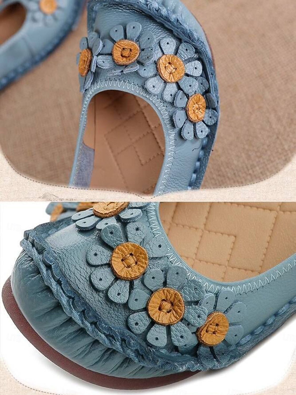 Damen-Ballerinas aus hochwertigem Leder mit Blumen- und Rüschendesign – bequemer Retro-Stil für Frühlingsspaziergänge im Garten, Wochenendbrunch und tägliche Besorgungen 2026 - $54.99 –P3