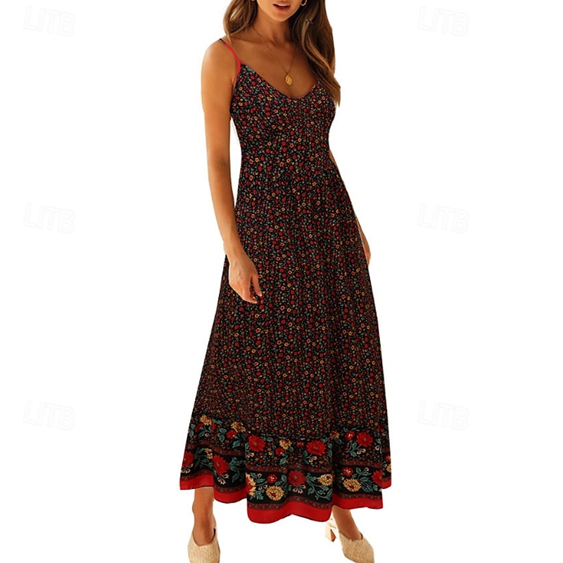 Femmes Robe Midi Robe Fleurie Robe Nuisette Robe Imprimée Classique Moderne Vacances Quotidien Sortir Coupe régulière Fleur Sans manches Bretelles spaghetti Jaune clair Noir Rouge Été de 2025 ? $24.99 –P11