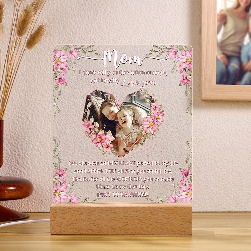 Lampă nocturnă foto personalizată - Cel mai bun cadou pentru mamă - Accesoriu decorativ creativ pentru dormitor sau living cadou pentru Ziua Femeii Ziua Mamei ziua de naștere sau Crăciun 2025 - $30.99 –P5
