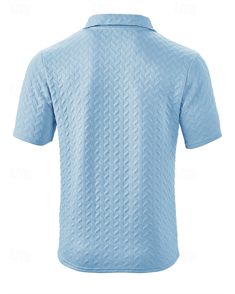 Men's Golf Shirt Golf Polos Shirts Work Casual Lapel Short Sleeve Basic Modern Plain Jacquard Summer Regular Fit Black White Blue Khaki Golf Shirt 2025 - $17.99 –P3
