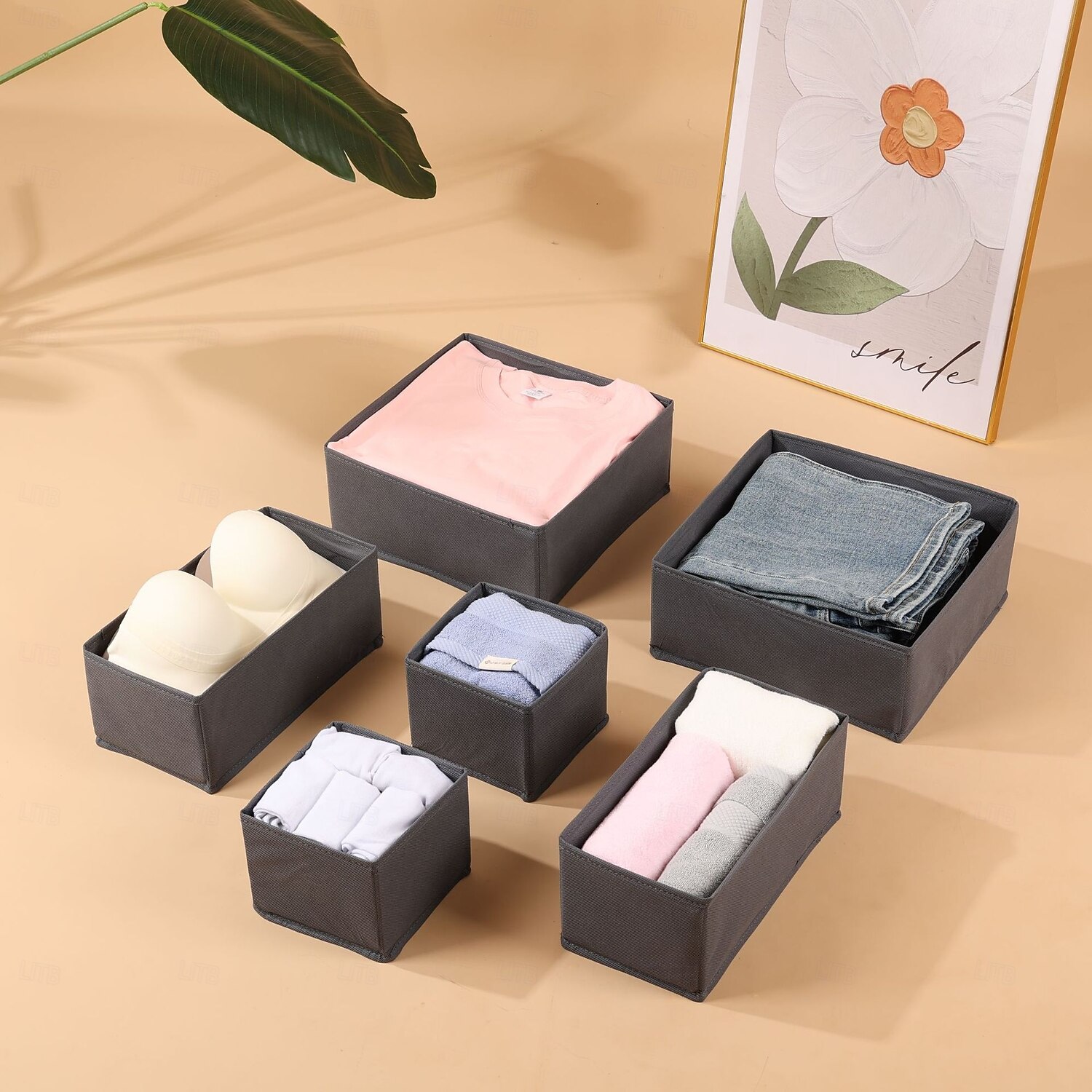 3-teiliger Kleider-Organizer – Faltbare Stoffbox Mit Fächern Für Socken, BHs, Unterwäsche