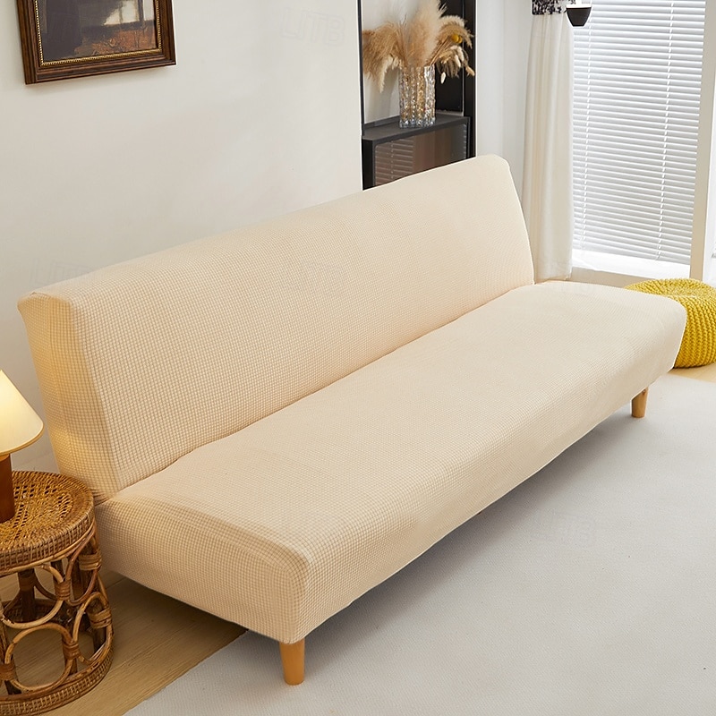 jacquardtyg armlöst bäddsoffa överdrag slipcovers stretchskydd elastiskt bänkskydd 2025 - $36.99 –P8