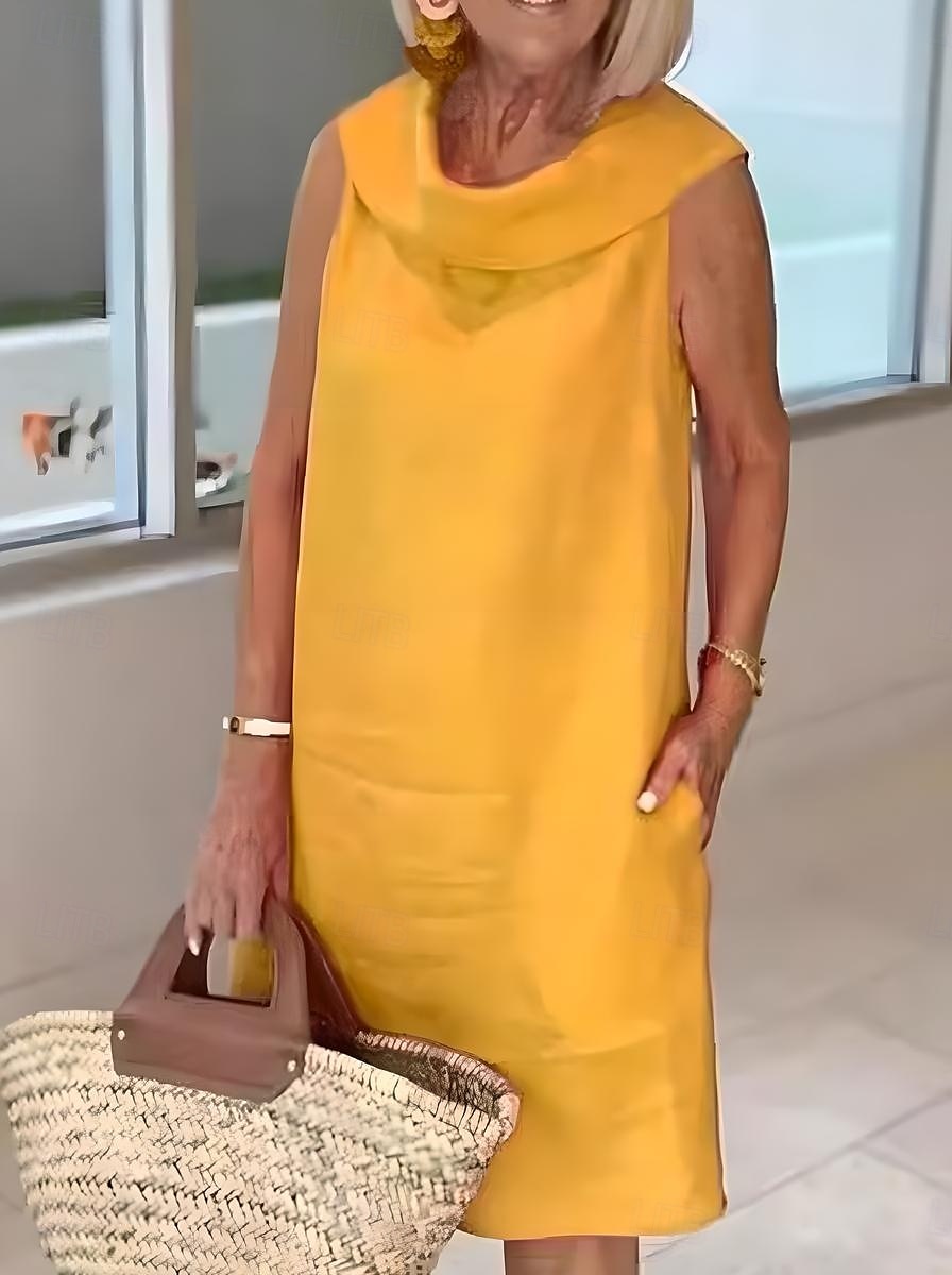 Damen Langes Kleid Maxikleid Baumwoll-Leinen-Kleider Freizeitkleid Elegant Stilvoll Basic Urlaub Party Arbeit Normale Passform Einfach Ärmellos Hemdkragen Schwarz Gelb Rosa Blau Sommer Frühling 2025 - $19.99 –P2