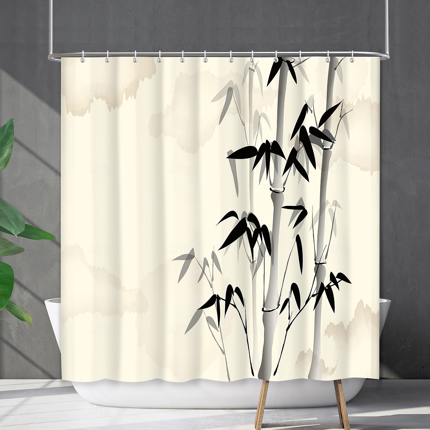Занавеска для душа с крючками 180 см * 180 см (70" * 70") из полиэстера машинная стирка водонепроницаемая узор бамбукового леса с пандой 2025 - $15.49 –P12