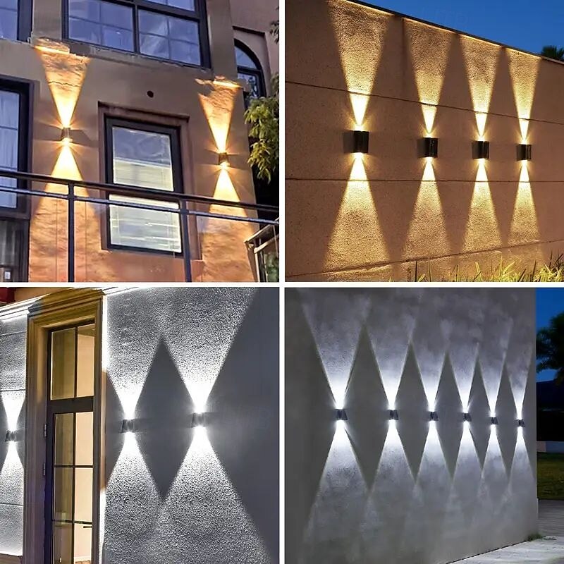 4 stuks zonne-wandlampen IP65 waterdicht, op- en neerwaartse verlichting, landschapsverlichting voor thuis, garage, veranda, tuin, terras, vakantiedecoratie 2025 - $85.99 –P10
