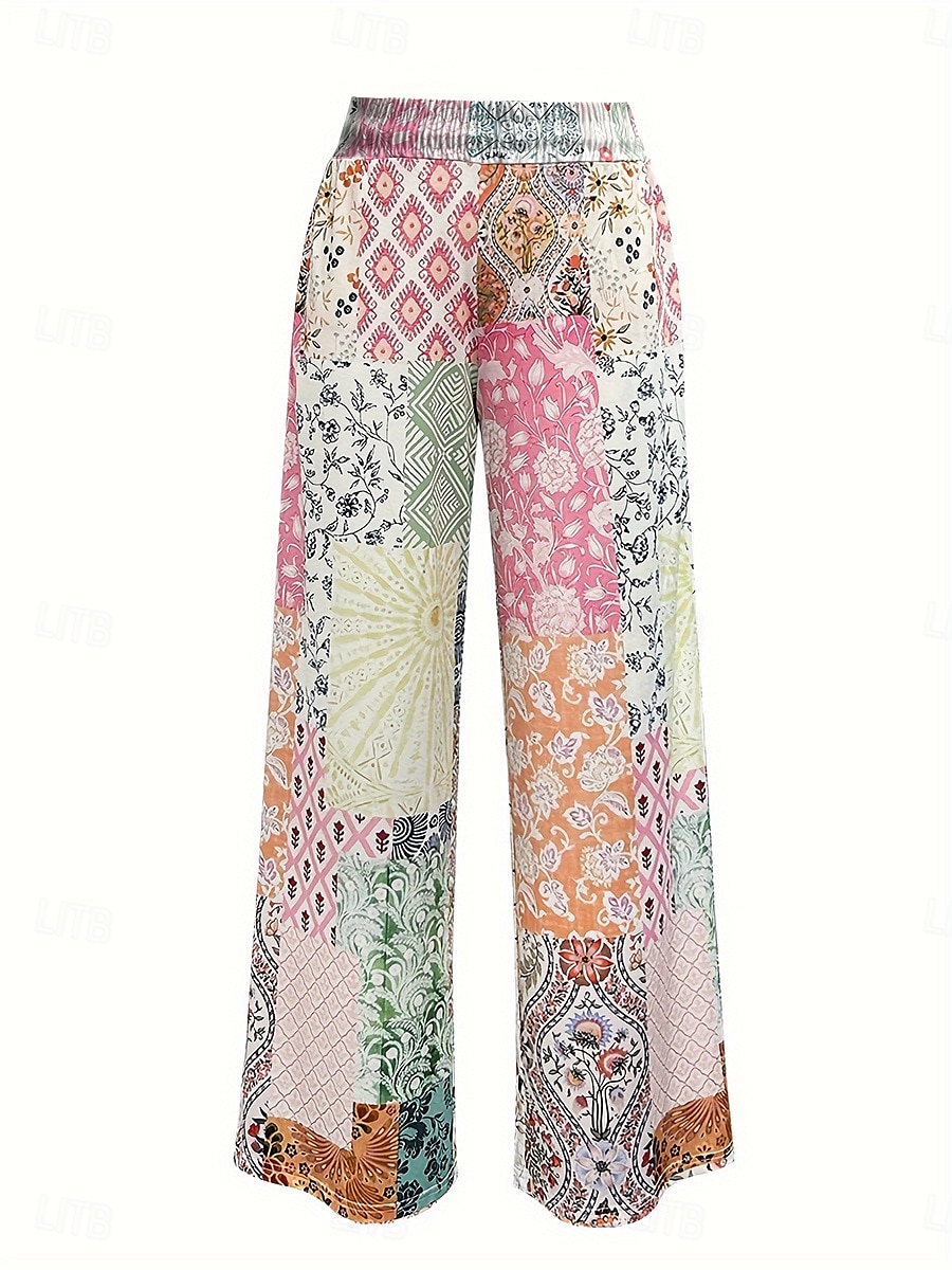 Damskie Spodnie szerokie nogawki Typu Chino Luźne spodnie Urlop Zabytkowe Moda Pełna długość Wysoka talia Graficzny Geometryczny W Tureckie Wzory Drukowanie Średnio elastyczny Formalny Urlop Ulica 2025 - $24.99 –P2