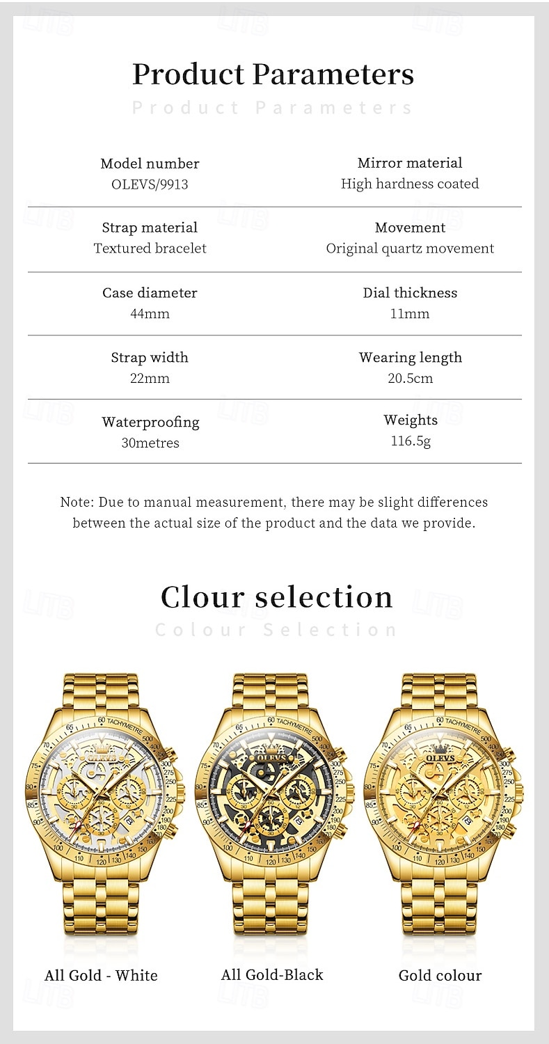 2026年 OLEVS 9913 メンズウォッチ スポーツビジネス ホロウアウト 防水 蓄光 ステンレススチール クロノグラフ トップラグジュアリー ゴールドクォーツ メンズ時計  コレクション – $48.99 –P14