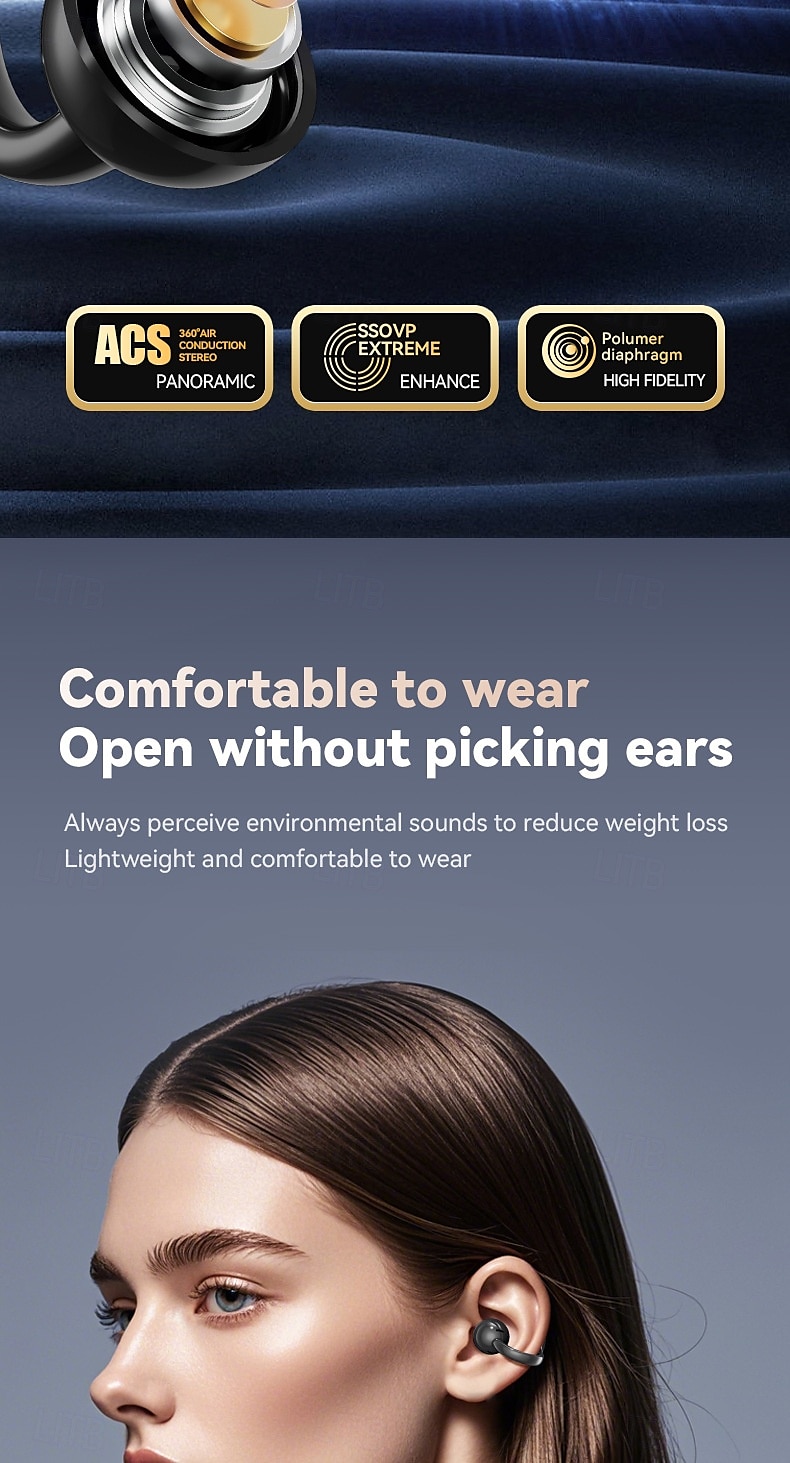 M100 אוזניות אלחוטיות אמיתיות TWS עם קליפ Bluetooth 5.3 עיצוב ארגונומי סאונד מצוין מקיף עבור כושר חדר כושר טיולים 2025 - $25.99 –P7