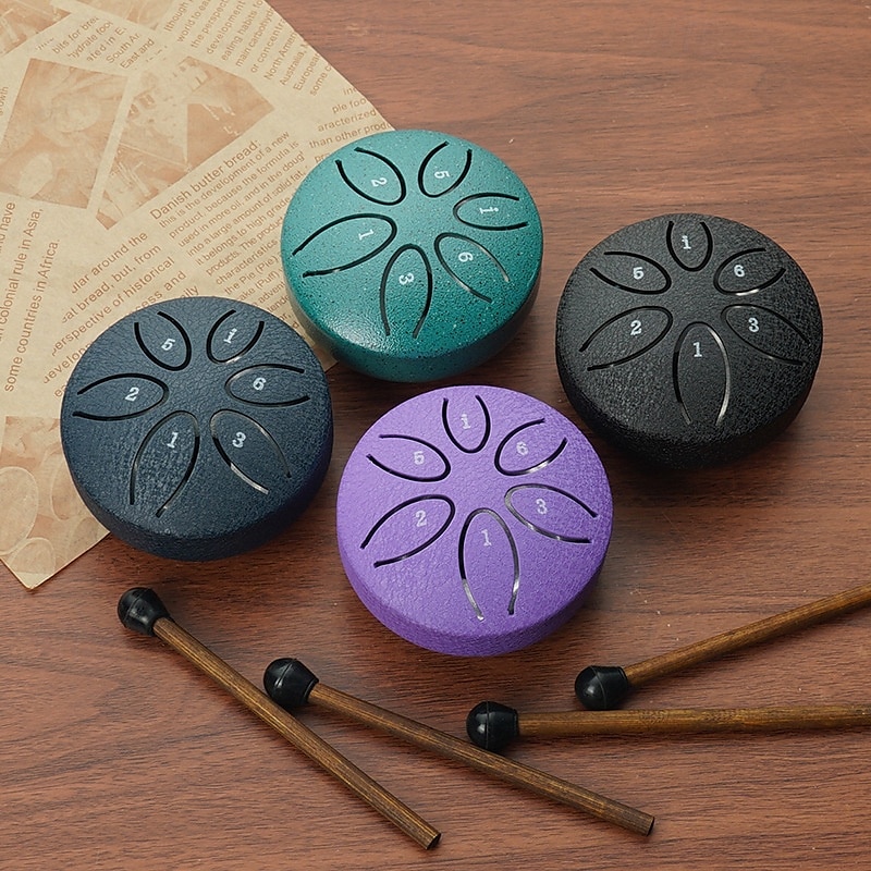 Tambor de chuva para jardim externo com protetores de dedos de 3 polegadas e 6 notas, tambor de língua de aço, mini tambor de mão à prova d'água com protetores de dedos, instrumento musical de de 2025 por $17.99 –P4