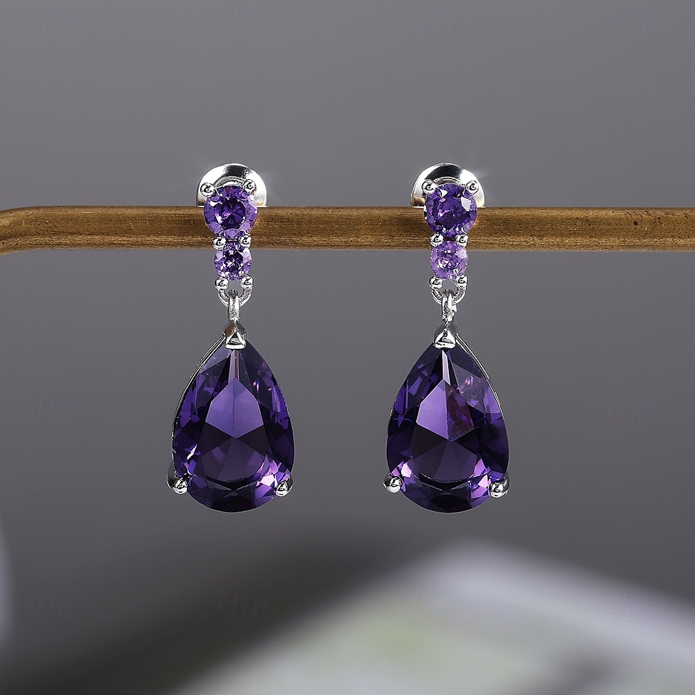 Mujer Pendiente Pera Gota Elegante Aretes Joyas Blanco / Morado Para Boda Fiesta 1 Par 2025 - $14.49 -P7