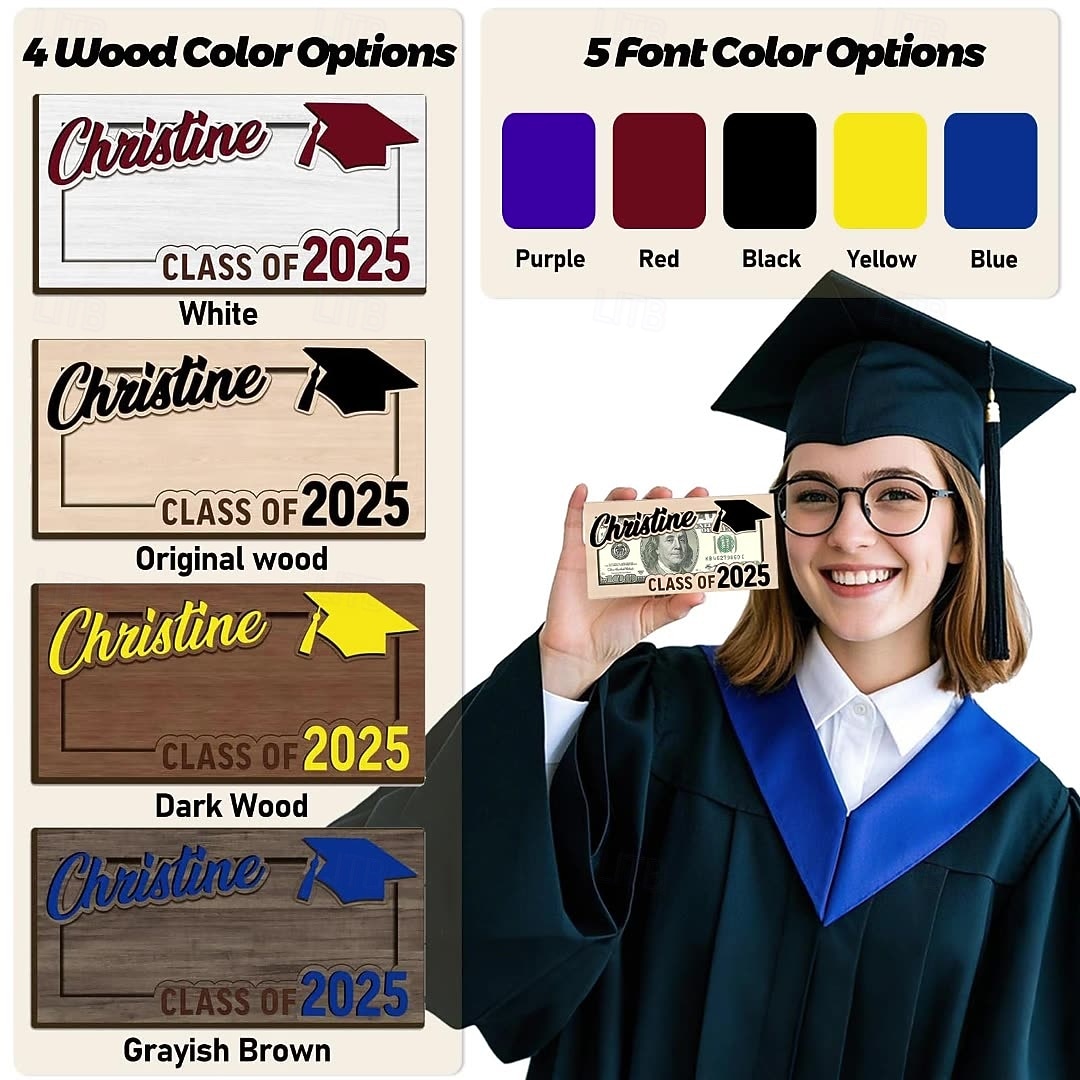 regali di laurea 2025 porta soldi in legno porta soldi laurea busta per contanti per classe del 2025 laureati universitari senior del 2025 a $12.99 –P1