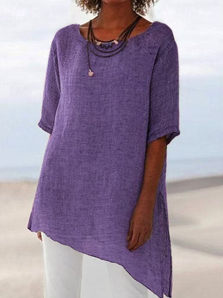 Pentru femei Topuri de vară Casual Manșon Jumate Stil Nautic Topuri lungi Verde Crud Maro Deschis Violet Gri Vară 2025 - $17.49 –P2