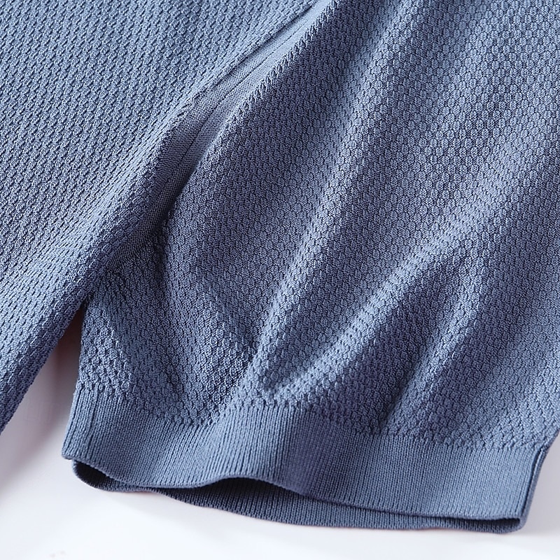 męska jedwabna bawełniana mieszanka lyocellu t-shirt krótki rękaw okrągły dekolt lato gładki żakard elegancki klasyczny okrągły dekolt minimalistyczny wakacje dom bawełna czarny niebieski granatowy top koszulka męska 2025 - $46.99 –P8
