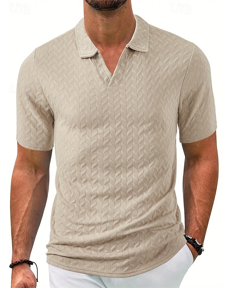 Men's Golf Shirt Golf Polos Shirts Work Casual Lapel Short Sleeve Basic Modern Plain Jacquard Summer Regular Fit Black White Blue Khaki Golf Shirt 2025 - $17.99 –P18
