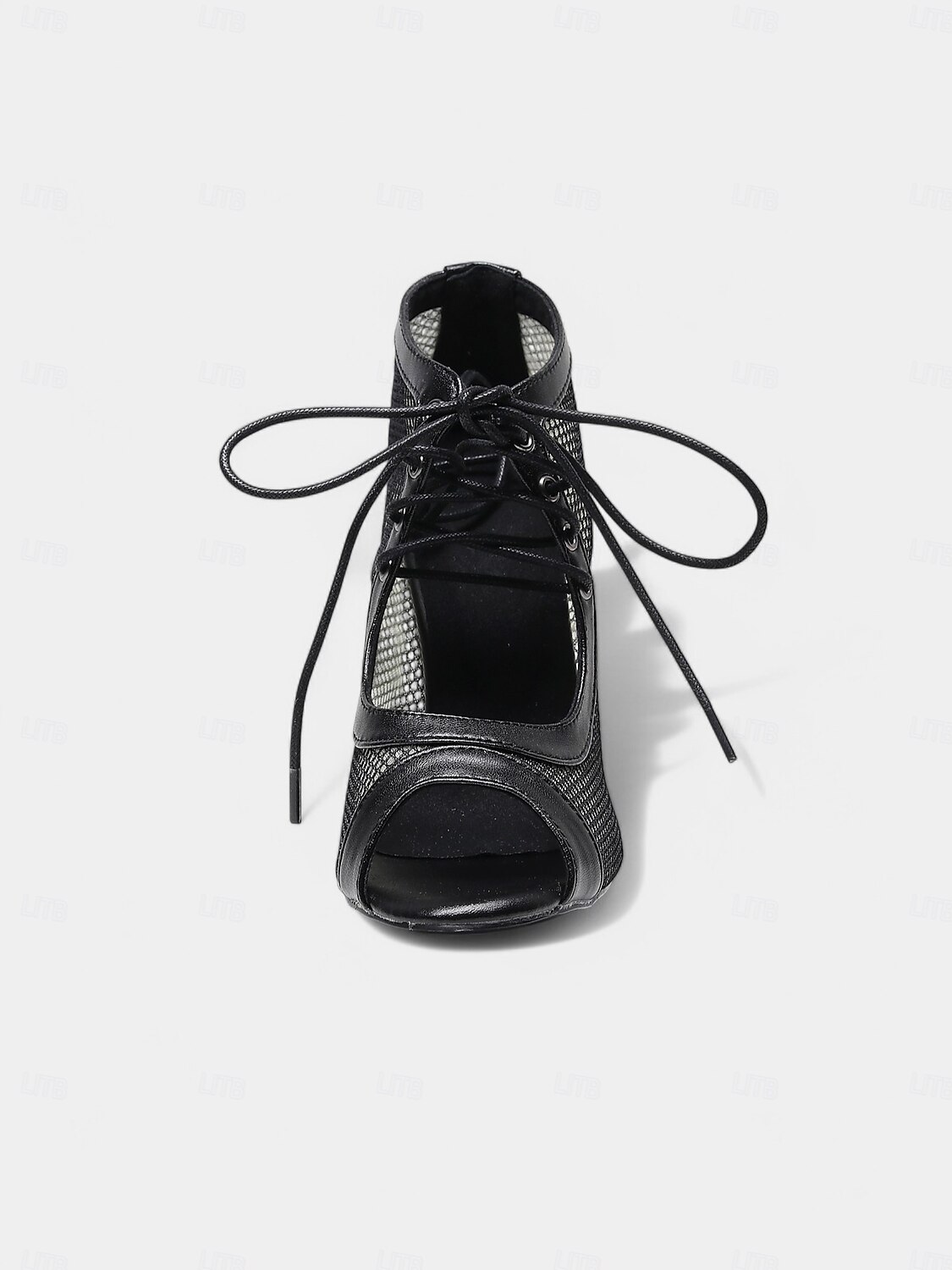 Escarpins de danse latine à lacets en maille noire pour femmes avec bout ouvert – chaussures de salsa à talons aiguilles respirantes pour la performance, la fête et l'entraînement de 2025 ? $64.99 –P2