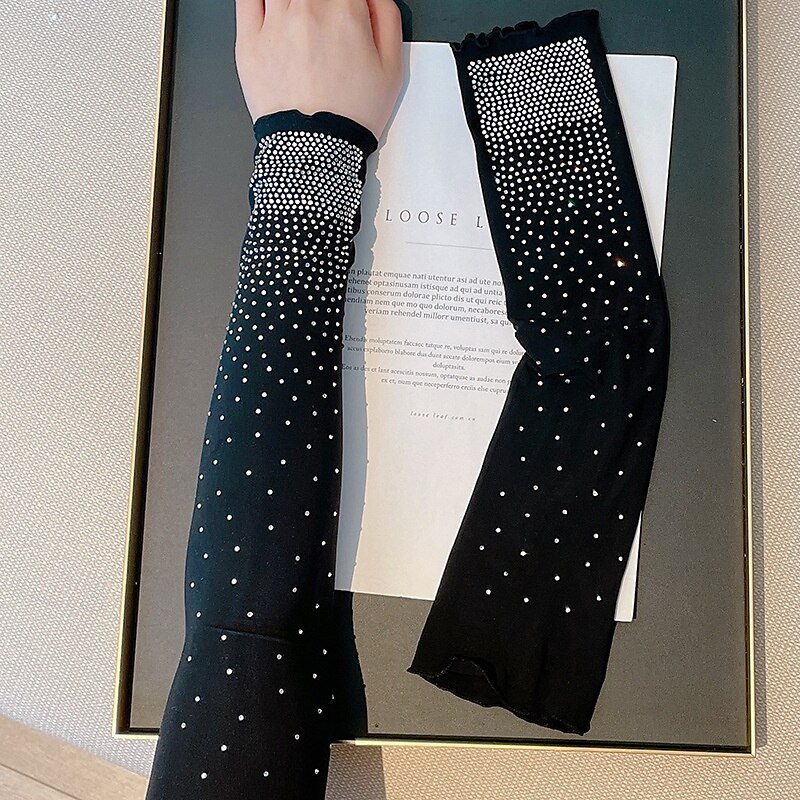 Set di maniche di protezione solare scintillanti con strass ad alta elasticità, per donna, maniche dimagranti, stile mondano, maniche corte, maniche estive. del 2025 a $12.99 –P3