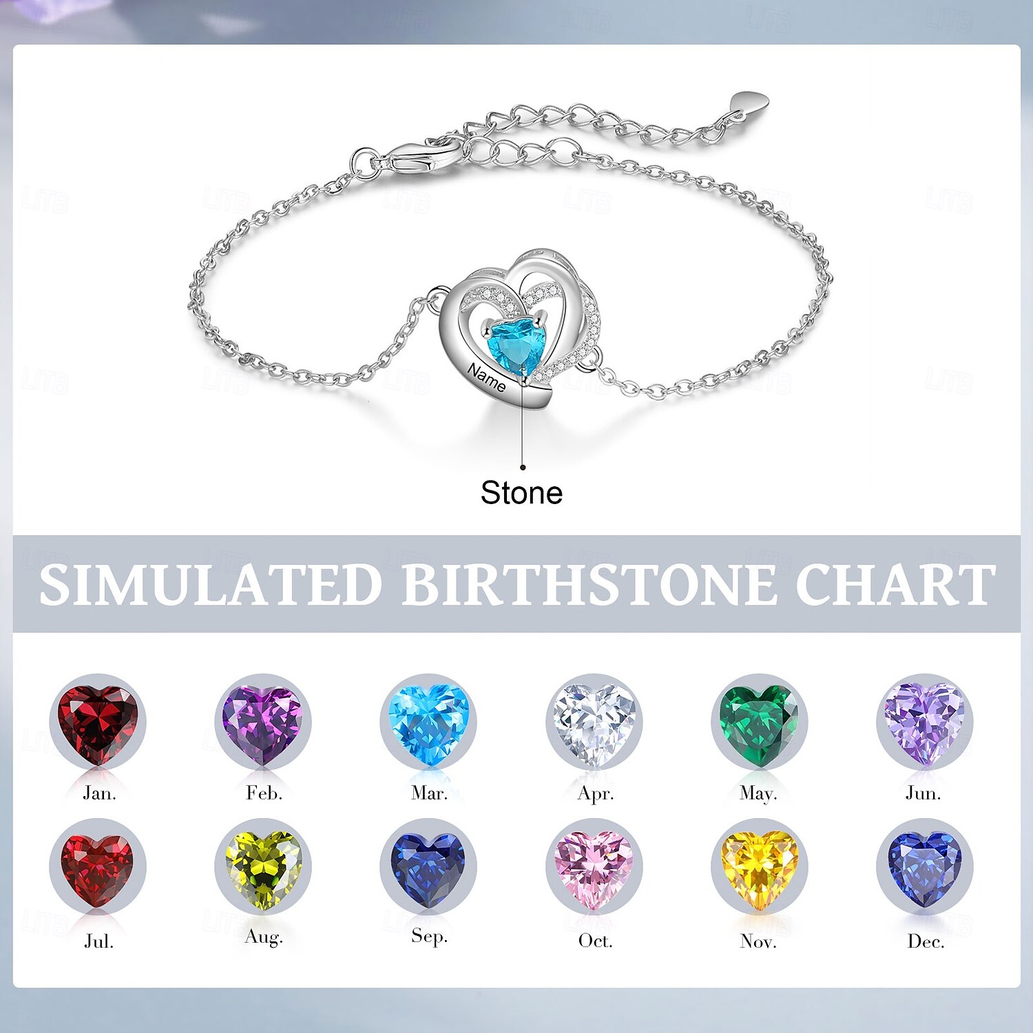 personlig fødselsstein armbånd tilpasset gave til mamma kone kjæreste, bursdag jubileum valentinsdag mors dag 2025 - $17.99 –P1