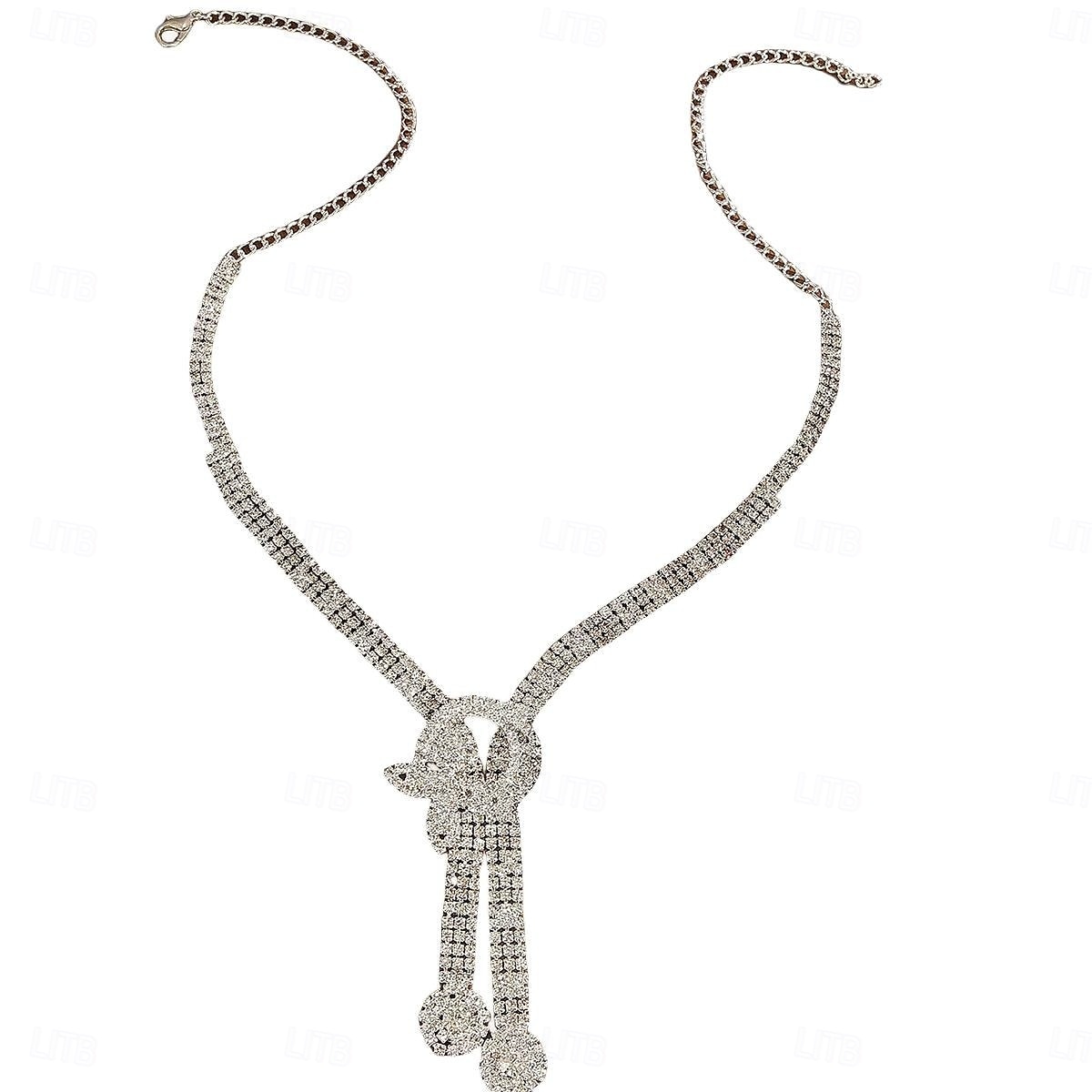 Brude smykker sett 1set Strass Legering Øredobber Halskjeder Armbånd Dame Elegant Mote Stilfull Smykkesett Til Bryllup Fest Spesiell Leilighet 2025 - $21.99 –P4