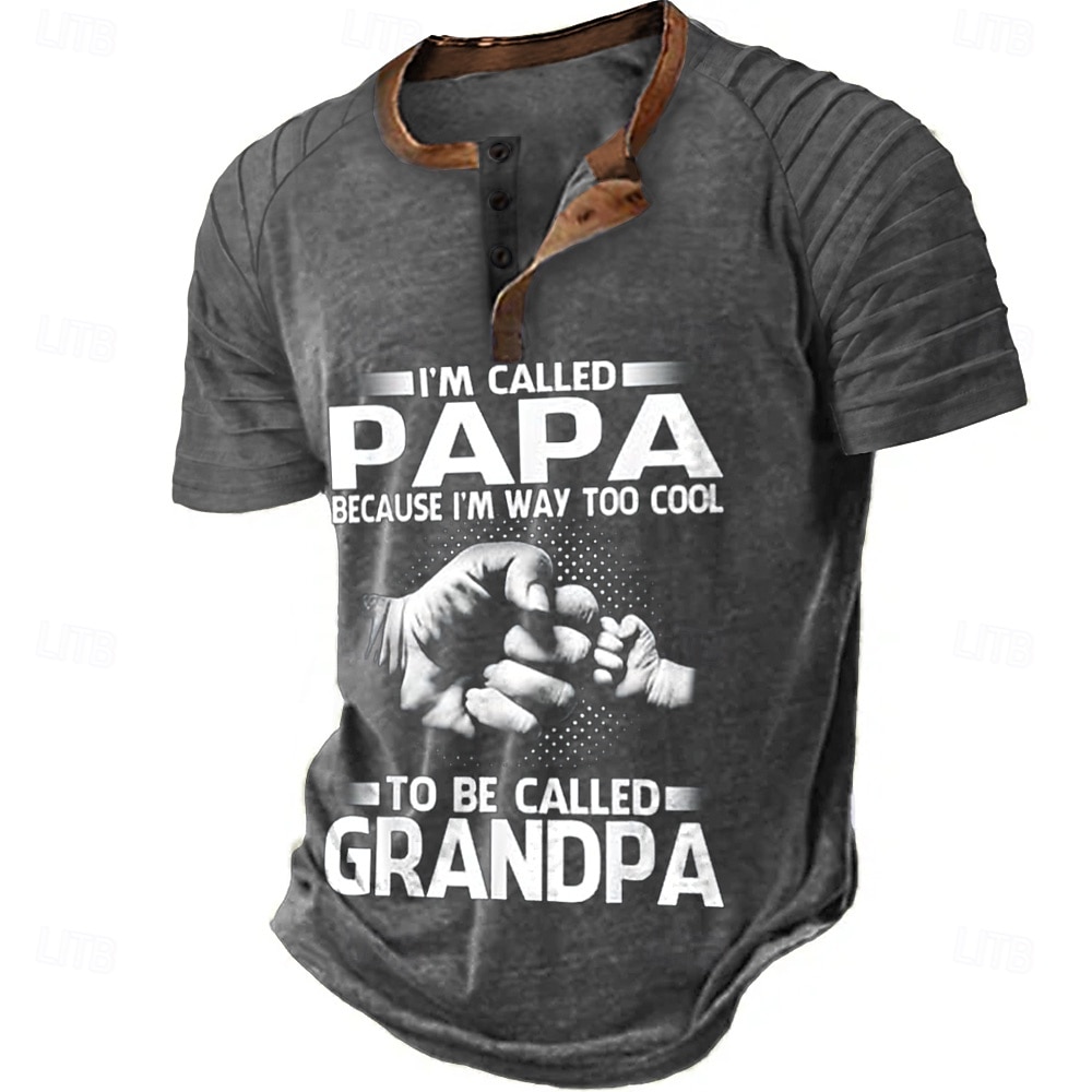 Męskie PAPA Koszula Henley Raglanowa koszulka Krótki rękaw Moda Designerskie Codzienny Na zewnątrz Urlop Codzienny Lato Niebieski Szary Zielony Kołnierz Henley Henley Koszulka Henley 2025 - $10.49 –P3