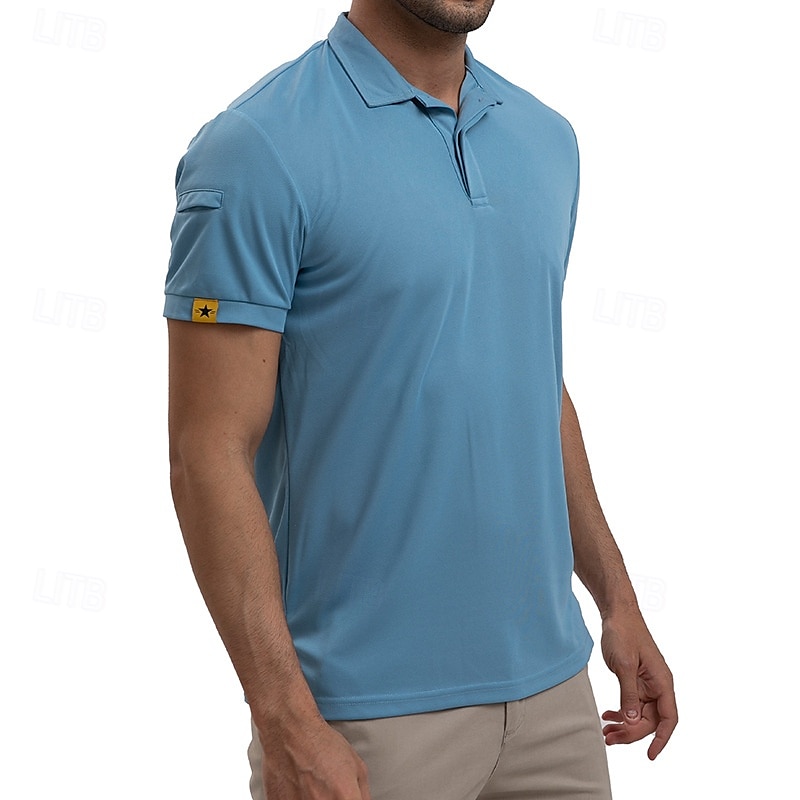 Men's Golf Shirt Golf Polos Shirts Work Casual Lapel Short Sleeve Basic Modern Plain Patchwork Buttons Summer Regular Fit Blue Sky Blue Army Green Golf Shirt 2025 - $23.99 –P14