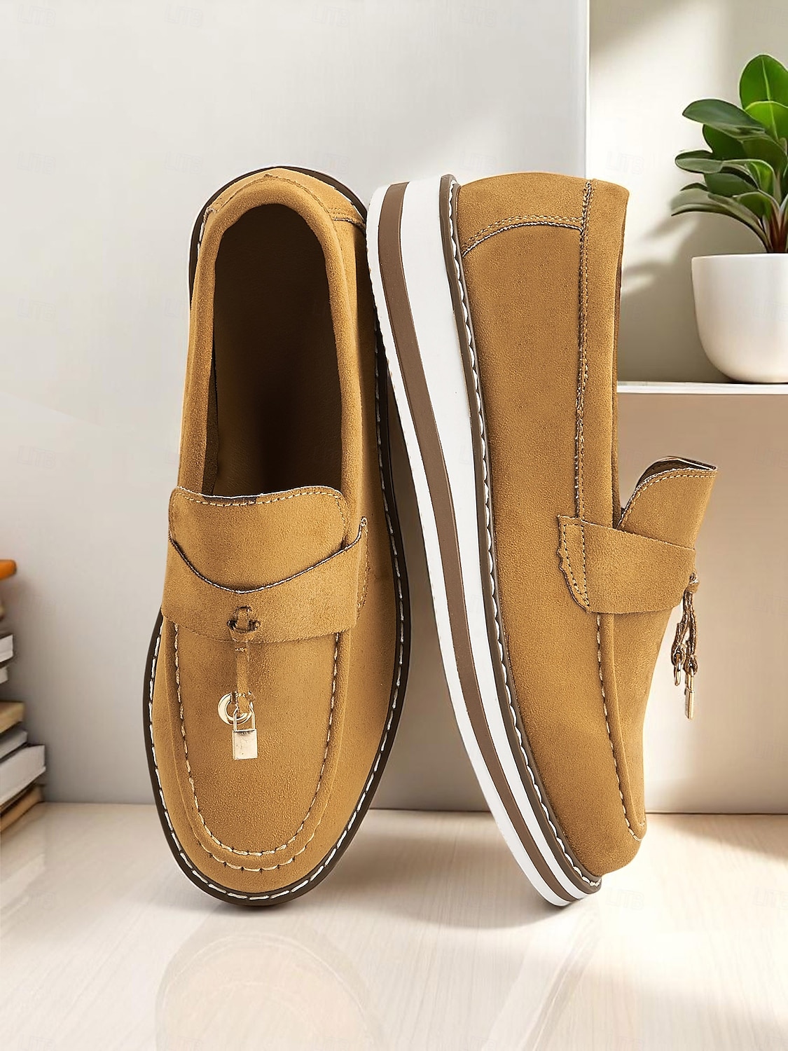 mocasini de damă cu platformă din piele întoarsă artificială cu detaliu cu ciucuri – stil la modă și la modă pentru zilele casual de birou și ieșirile zilnice 2025 - $34.99 –P1