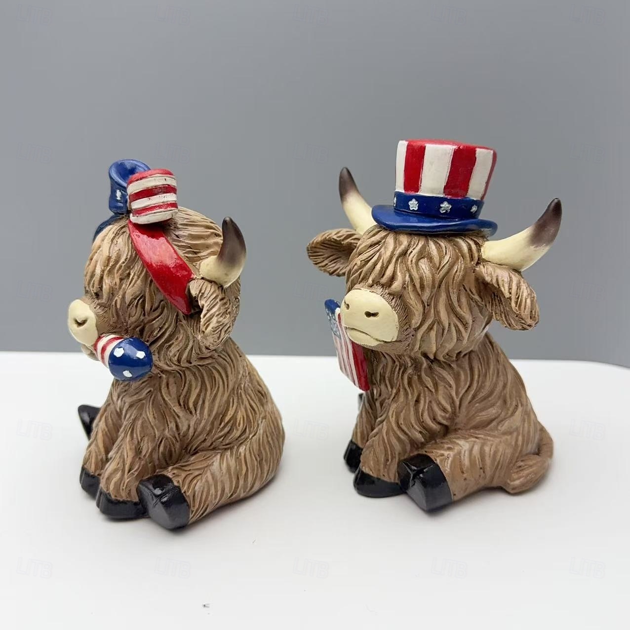 Décorations du 4 juillet, yaks patriotiques des Highlands pour la décoration intérieure, statue de jardin américaine, décorations de jardin extérieures, figurine de yak des Highlands étoiles et de 2025 ? $18.49 –P4