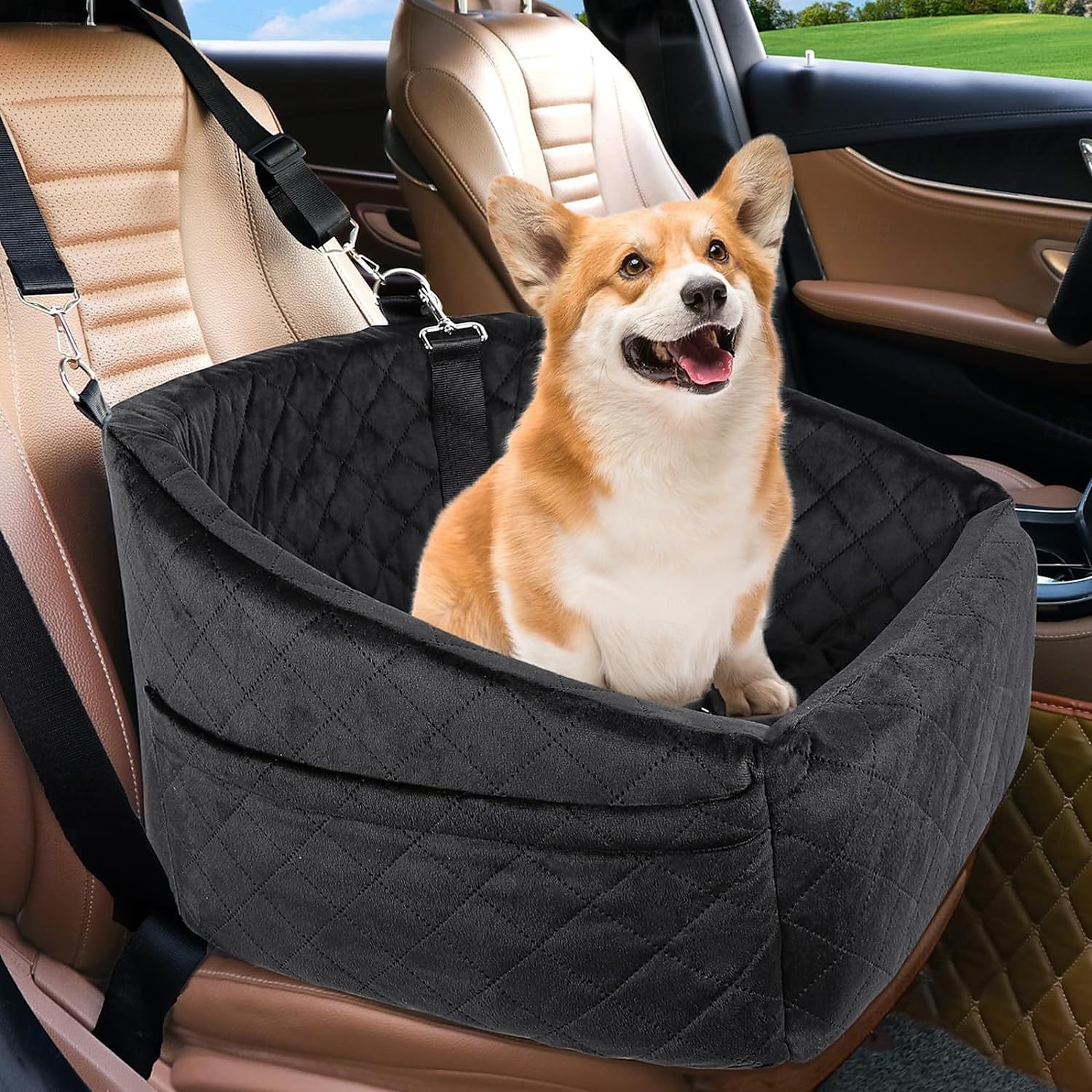 assento de carro para cães de pequeno e médio porte, assento elevatório removível e lavável para cães com menos de 30 libras, assento de carro para animais de estimação, cama de viagem com bolsos de de 2025 por $53.99 –P1