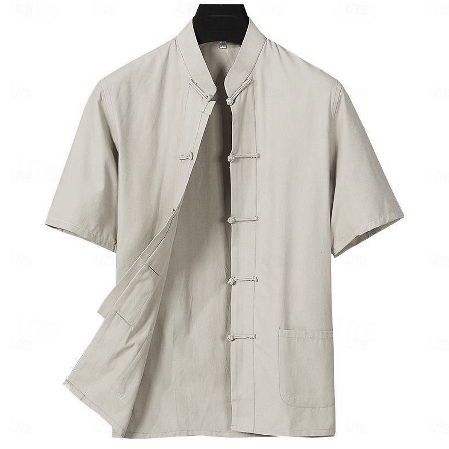 Hombre Camisa Camisa de lino Camisa casual Abotonar la camisa Remera de algodón Plano Vacaciones Calle Negro Blanco Azul Marino Caqui Manga Corta cuello de abuelo Verano Ropa Abotonar 2025 - $22.99 –P6