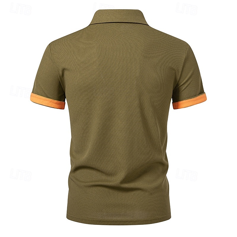 Per uomo Magliette Polo a Nido d'Ape Maglia da golf Lavoro Casuale Bavero Manica Corta Essenziale Moderno Blocco di colori Patchwork Bottoni Estate Vestibilità regolare Nero Bianco Blu marino Verde del 2025 a $18.99 –P19