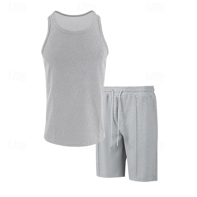 Hombre Tanque Chaleco Trajes de camiseta Trajes de 2 piezas Sin Mangas Cuello Barco Verano Plano Moda Casual 2 Piezas Vacaciones Ropa Cotidiana Noche Blanco Vino Verde Oscuro Camiseta superior para 2025 - $28.99 –P8