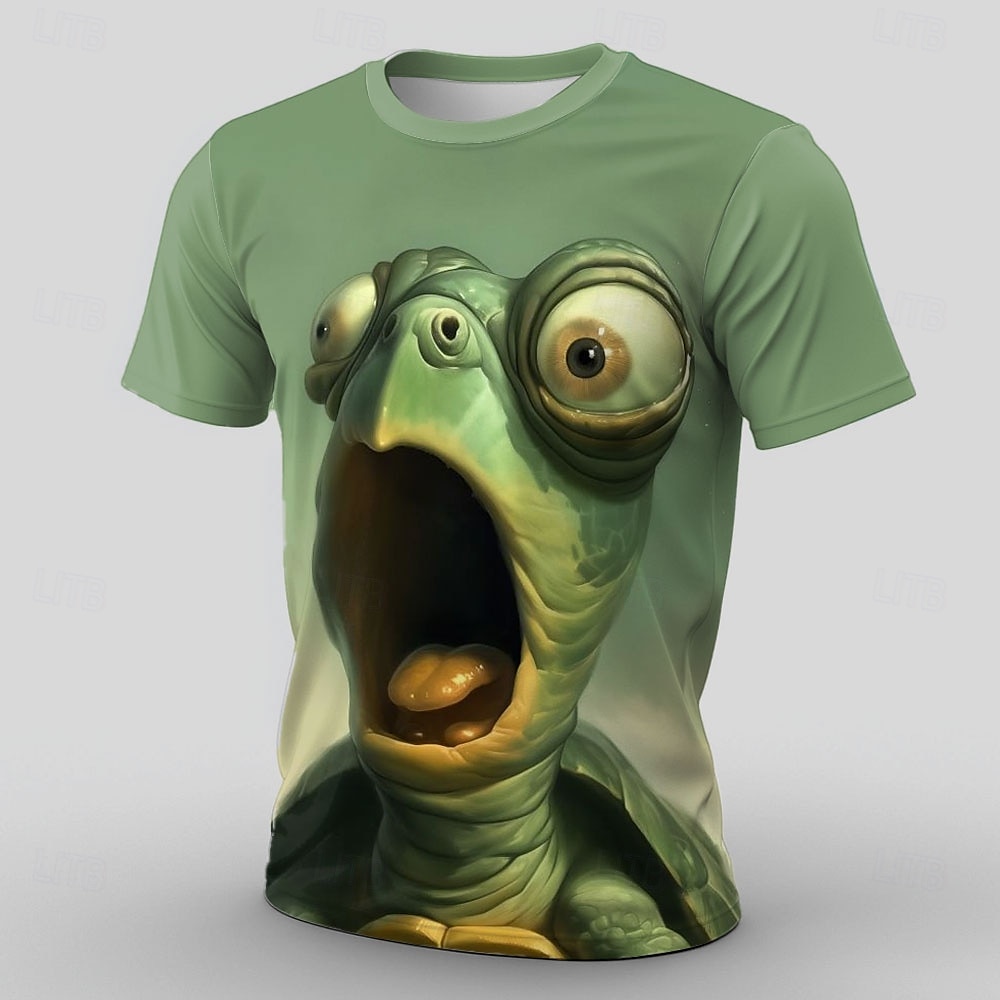 Herre Dyr Morsom T skjorte Kortermet T skjorte 3D-utskrift Crew-hals Skjorte overdrevet Designer Fest Gate Avslappet Grønn 1# Grønn 2# Grønn 3# Sommer Vår Alle årstider Klær S M L XL XXL XXXL 2025 - $17.99 –P3