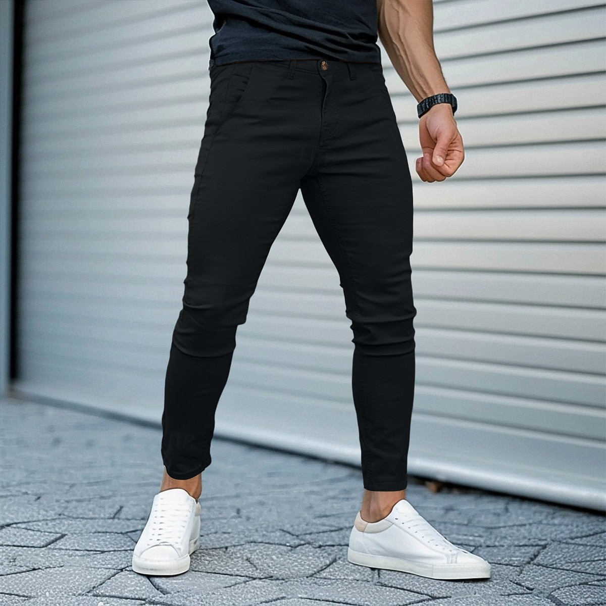 Herren Hose Chinos Sommerhose Freizeithose Fronttasche Einfach Komfort Atmungsaktiv Lässig Täglich Ferien Urlaub Mode Kürbis Schwarz 2026 - $29.99 –P2