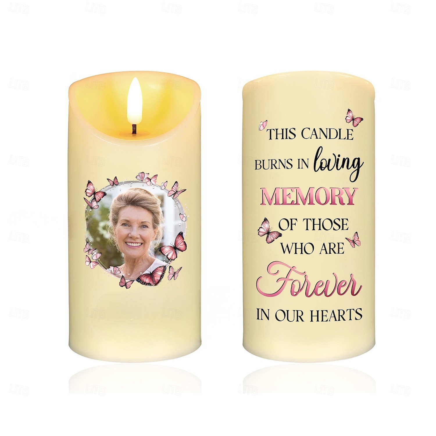 Bougie LED commémorative personnalisée, cadeaux de condoléances photo personnalisés pour la perte d'êtres chers, lumière commémorative élégante pour la décoration de la chambre à coucher de la maison, de 2025 ? $16.99 –P6