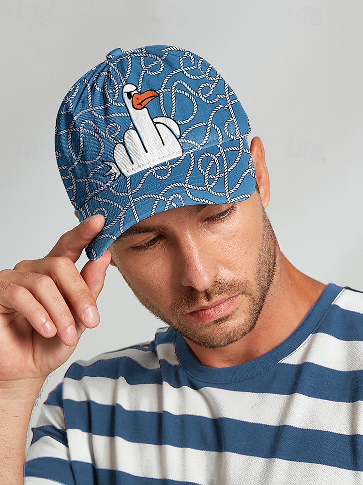 Cappellino da baseball da uomo con stampa di anatra in stile cartoon - design divertente con dito medio, cappellino snapback regolabile, stile casual da strada, adatto per attività all'aperto, viaggi o estive del 2025 a $14.99 –P2