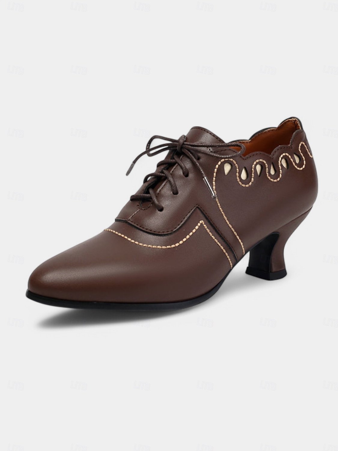 Chaussures Oxford marron à lacets et talon chaton pour femme – Escarpins brogue vintage de style rétro édouardien des années 1920 pour un usage quotidien élégant et des soirées à thème de 2025 ? $46.99 –P3