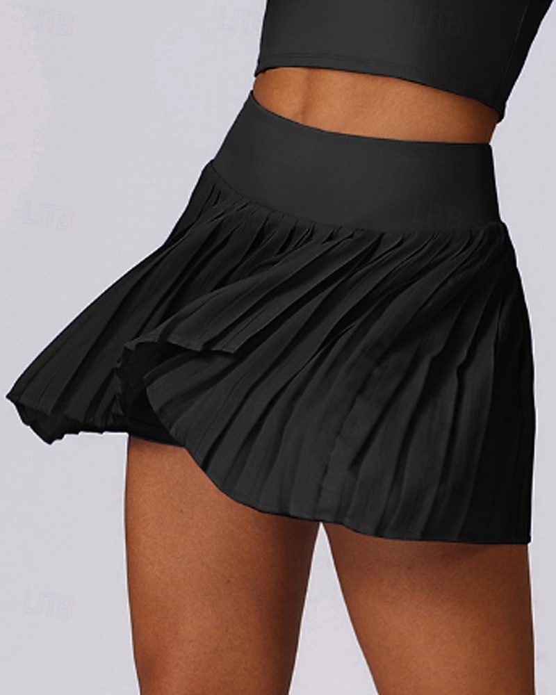 US Open Women's Tennis Skirts Tennis Skirts with Shorts Pleated Side Split Quick Dry Tennis Golf Pickleball Solid Colored Bottoms Black White Blue Tennis Clothing 2025 - $28.99 –P17