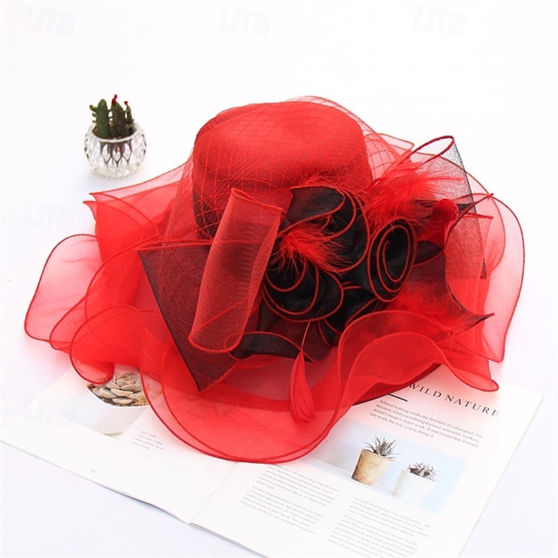 naisten hatut headband hiusneula organza fascinator kirkkohattu kukka teejuhlat häähattu 2025 - $53.99 –P6