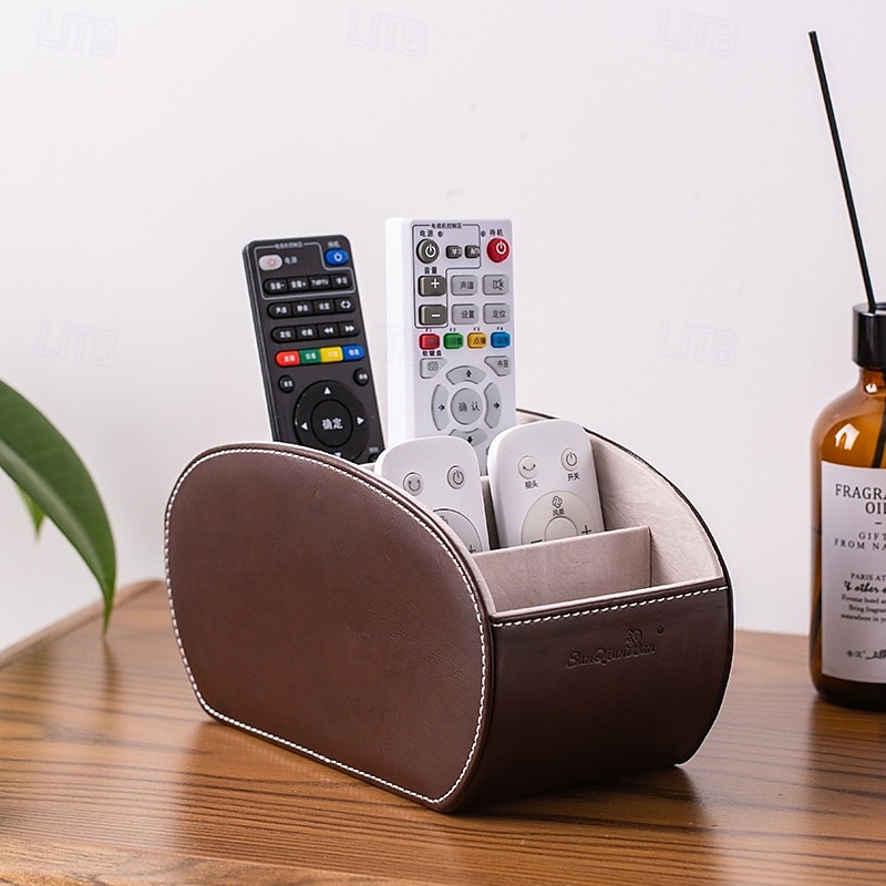 Fernbedienungs-Organizerbox aus PU-Leder, multifunktionaler Make-up- und Schreibtisch-Organizer, Aufbewahrungsbox für Zuhause mit Fächern für Wohnzimmer und Schlafzimmer 2025 - $23.99 –P6