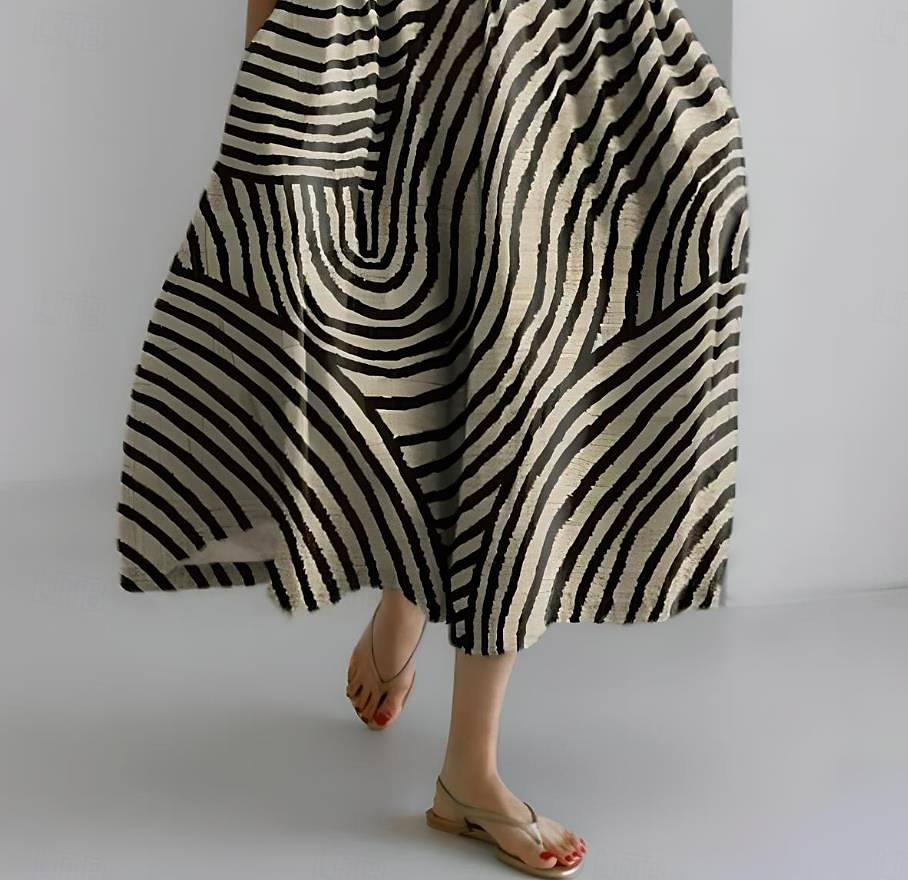 Robe Maxi Femme Robe de Plage Robe en A Robe d'Été Vacances Casual Plage Quotidien Vacances Sortir Ajustement Lâche Graphique Géométrique Lin Comme À Manches Courtes Col Ronde Col Bateau Marron Foncé de 2025 ? $36.99 –P3