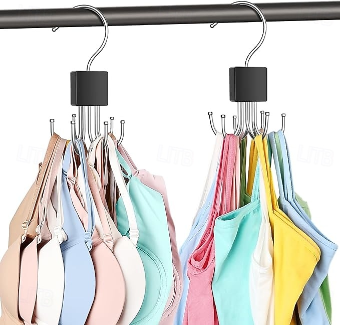 2er-Pack Tanktop-Kleiderbügel, BH-Kleiderbügel für Schrank-Organizer, max. 36 Stauraum, platzsparend, um 360° drehbar, BH-Organizer aus Metall, Schrank-Organizer und Aufbewahrung für Tanktops, BHs, 2026 - $10.99 –P6