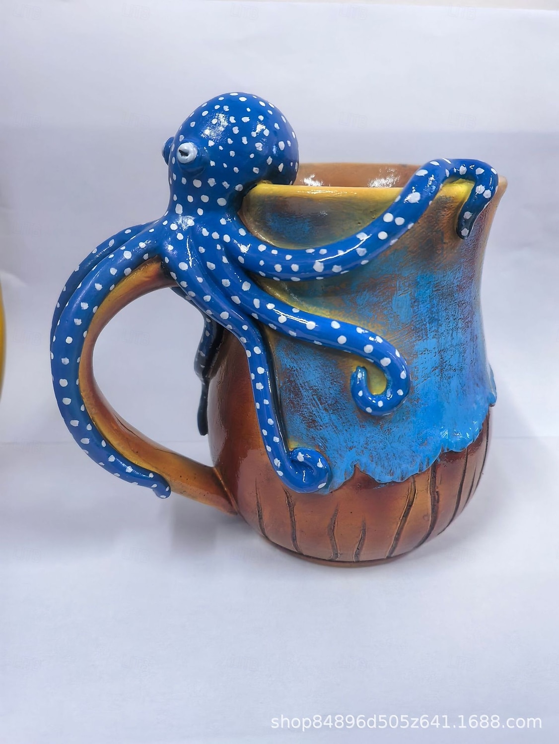 Tazza a forma di polpo blu intenso, tazza da caffè in resina con design a tentacolo 3D, stoviglie a tema nautico, regalo unico per gli amanti dell'oceano &arredamento per la casa del 2025 a $23.99 –P3